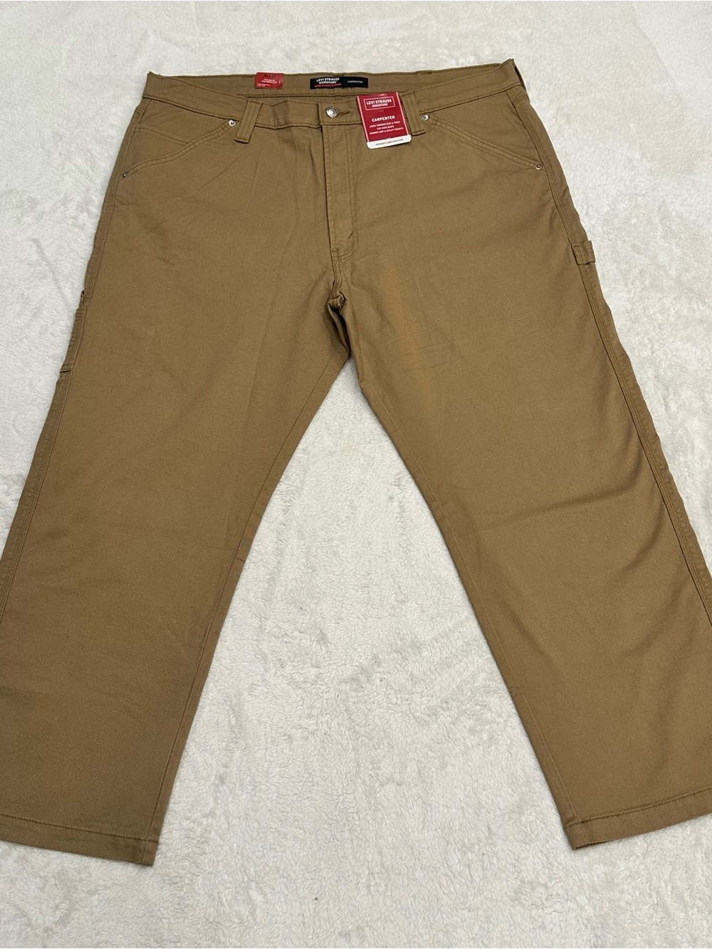 NWT Levi Strauss Signature Workwear Carpenter Pants Khaki Men 42x30 Cotton Canva